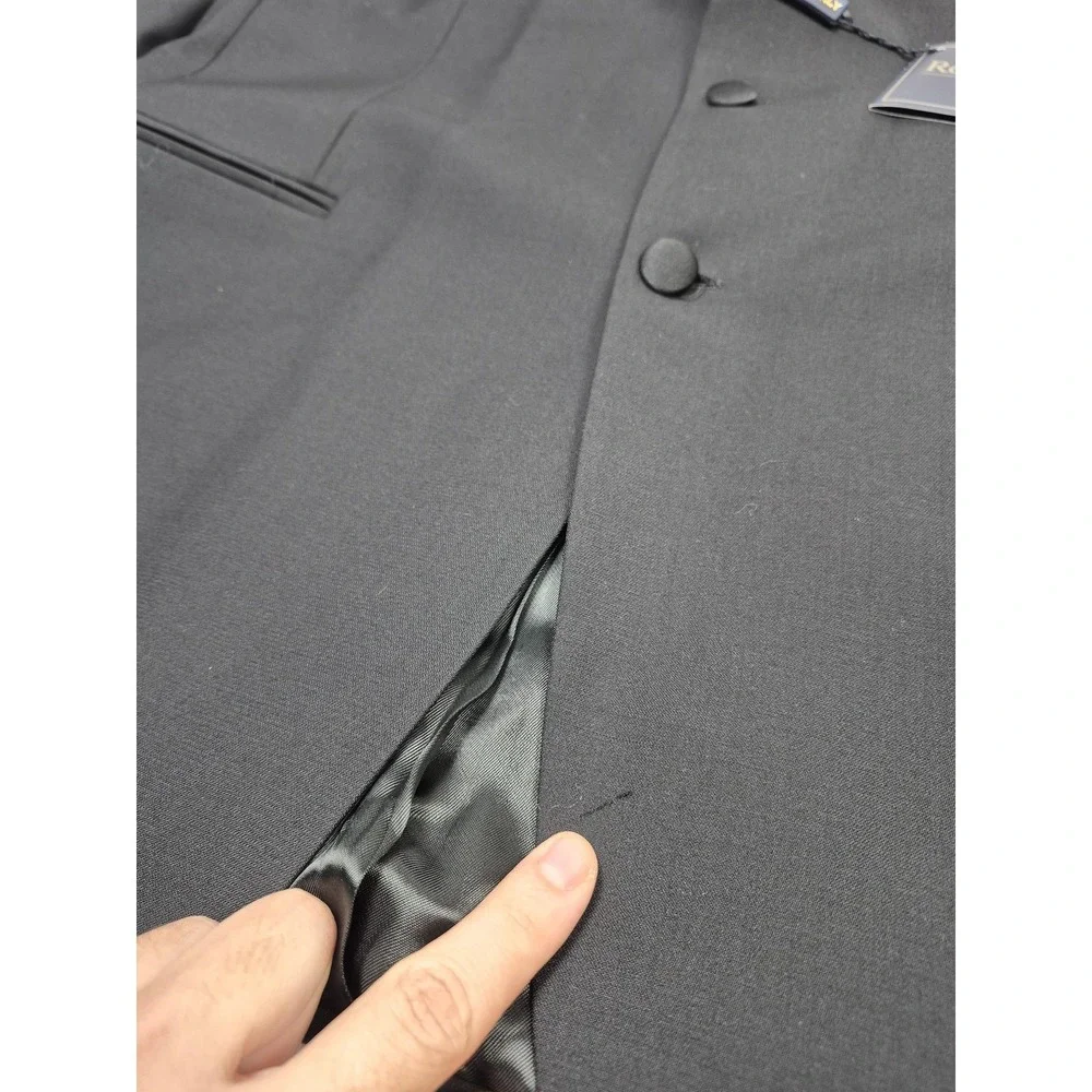 Roberto Zanieri Tuxedo Suit Mens 44 Long Black Wool 2 Piece 38x34 Italy NWT FLAW